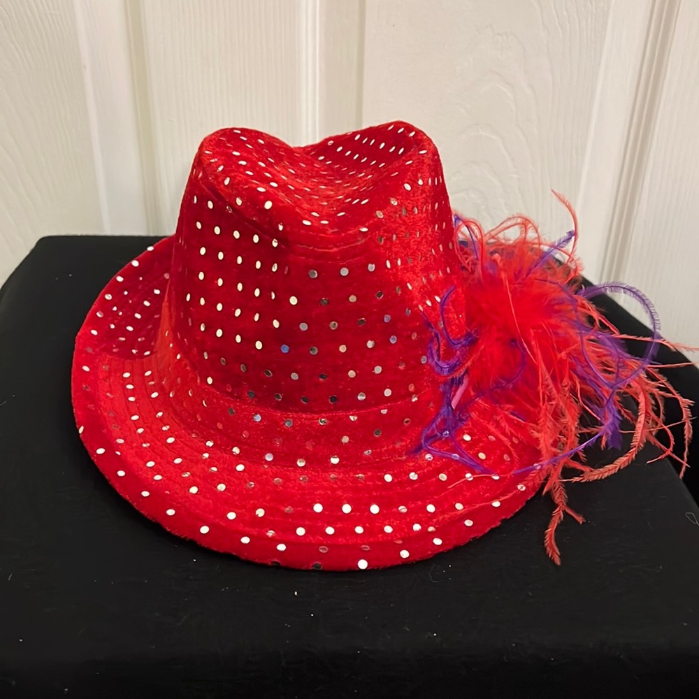 Kool Konnections Sequined Women’s Red Fedora Hat